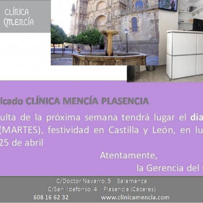 CONSULTA PLASENCIA DÍA 23 DE ABRIL 2018